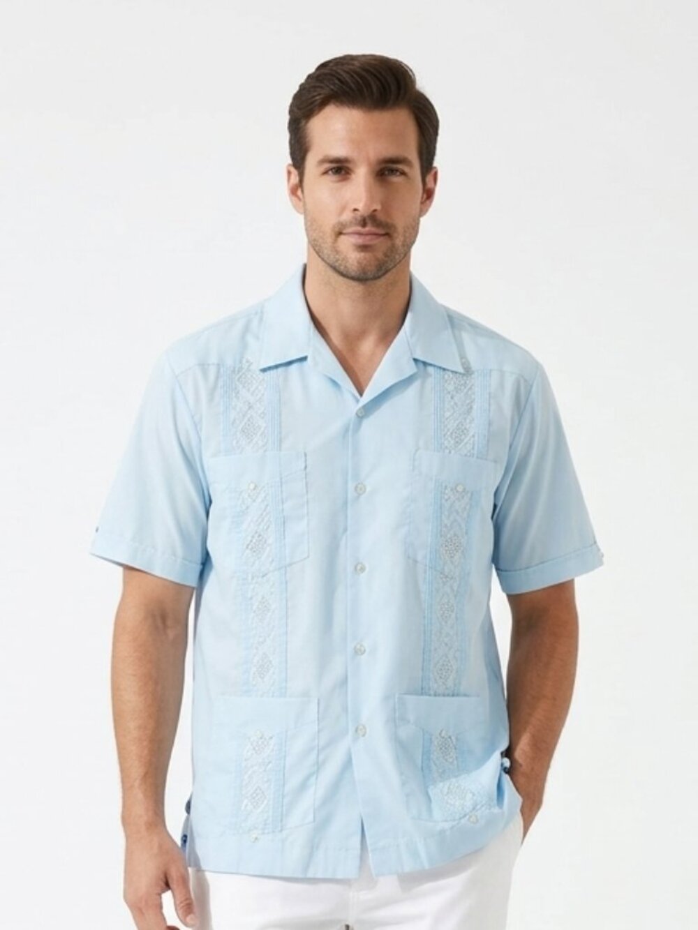 Vintage Supreme Shirt 70s Guayabera Blue Embroidered Mexican Wedding 2X